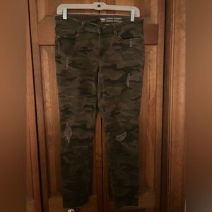 Gap Women's Sz4/27 Y2K Inspired Green and Brown Cotton Blend Distressed Pants